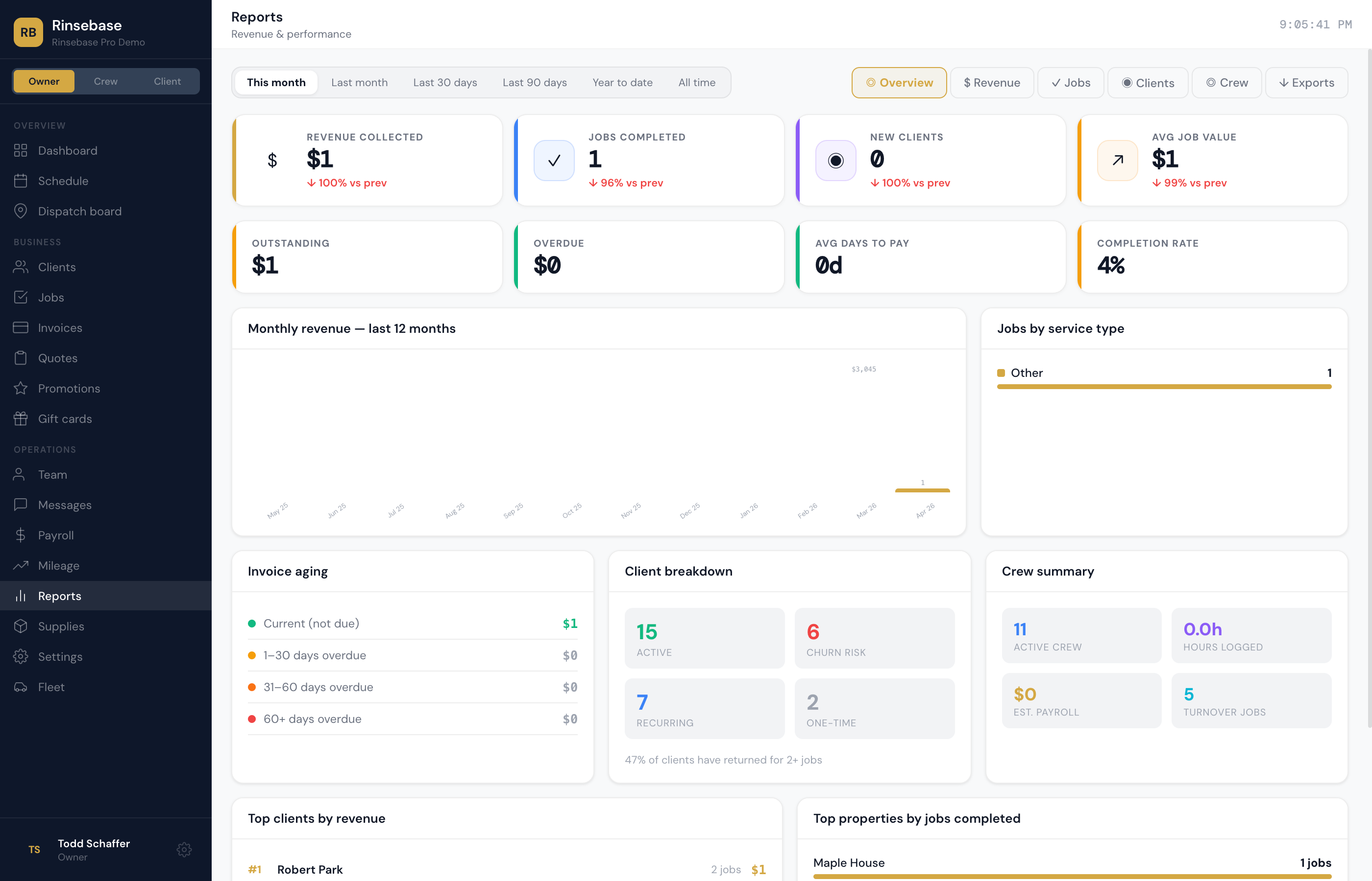 Rinsebase Reports